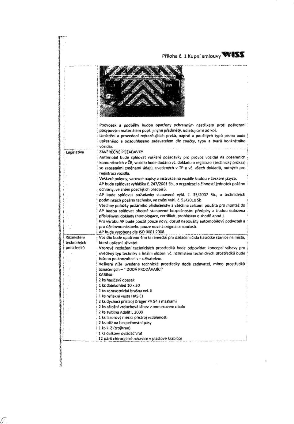 rtegisíatíva ' : ZAVĚREČPÍÉ'POŽADAVKY ' i Autmbil bude splňvat veškeré pžadavky pr prvz vzidel na pzemních ; kmunikacích v ČR, vzidl bude ddán vč.