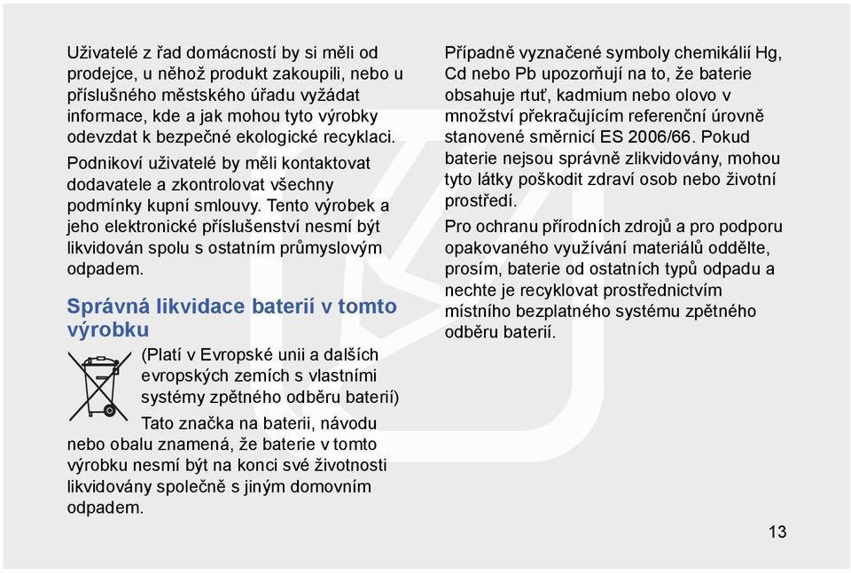 Tento výrobek a jeho elektronické příslušenství nesmí být likvidován spolu s ostatním průmyslovým odpadem.