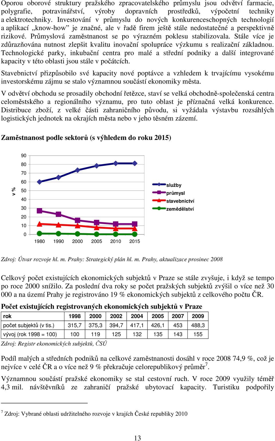 Průmyslová zaměstnanost se po výrazném poklesu stabilizovala. Stále více je zdůrazňována nutnost zlepšit kvalitu inovační spolupráce výzkumu s realizační základnou.