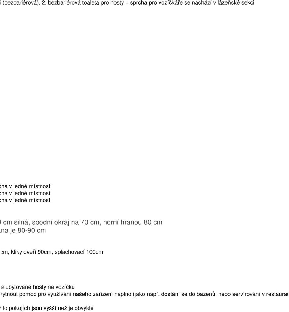 místnosti + sprcha v jedné místnosti je 10 cm silná, spodní okraj na 70 cm, horní hranou 80 cm í hrana je 80-90 cm č 135cm, kliky