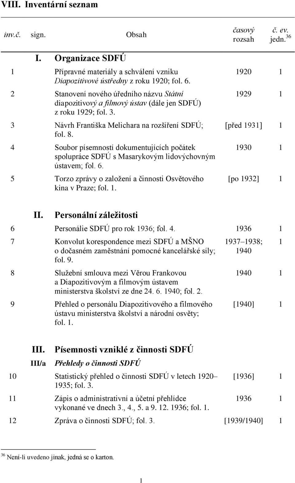 4 Soubor písemností dokumentujících počátek spolupráce SDFÚ s Masarykovým lidovýchovným ústavem; fol. 6. 5 Torzo zprávy o založení a činnosti Osvětového kina v Praze; fol. 1.