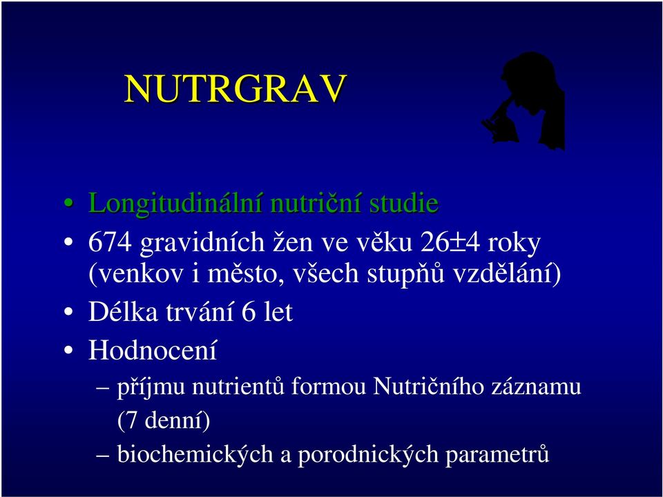 Délka trvání 6 let Hodnocení píjmu nutrient formou