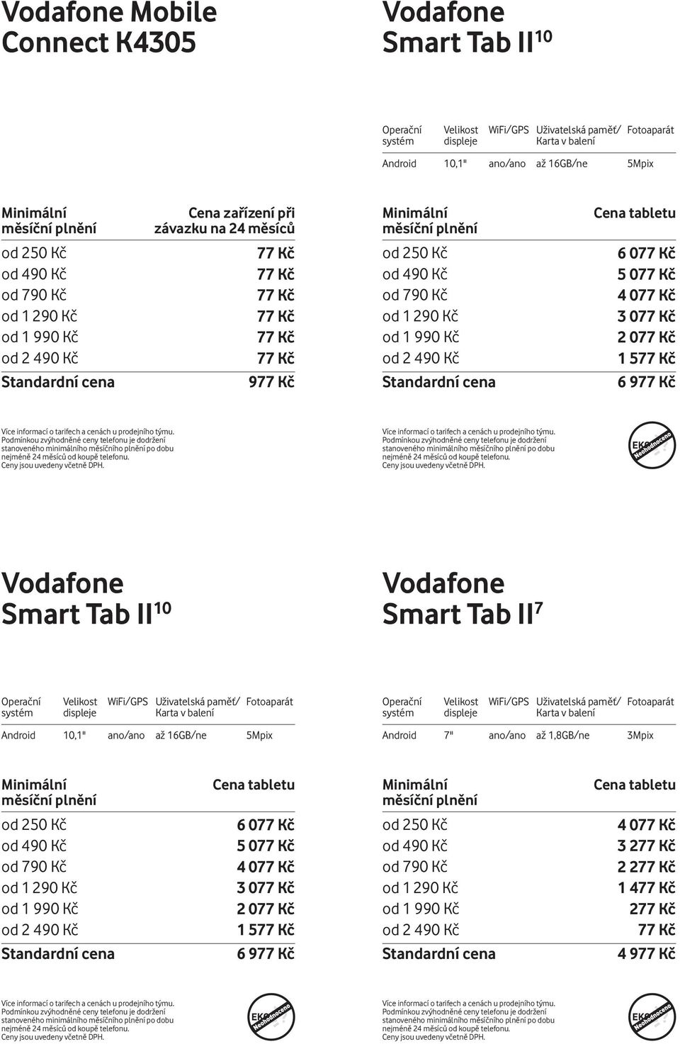 Tab II 10 Smart Tab II 7 Android 10,1" ano/ano až 16GB/ne 5Mpix Android 7"