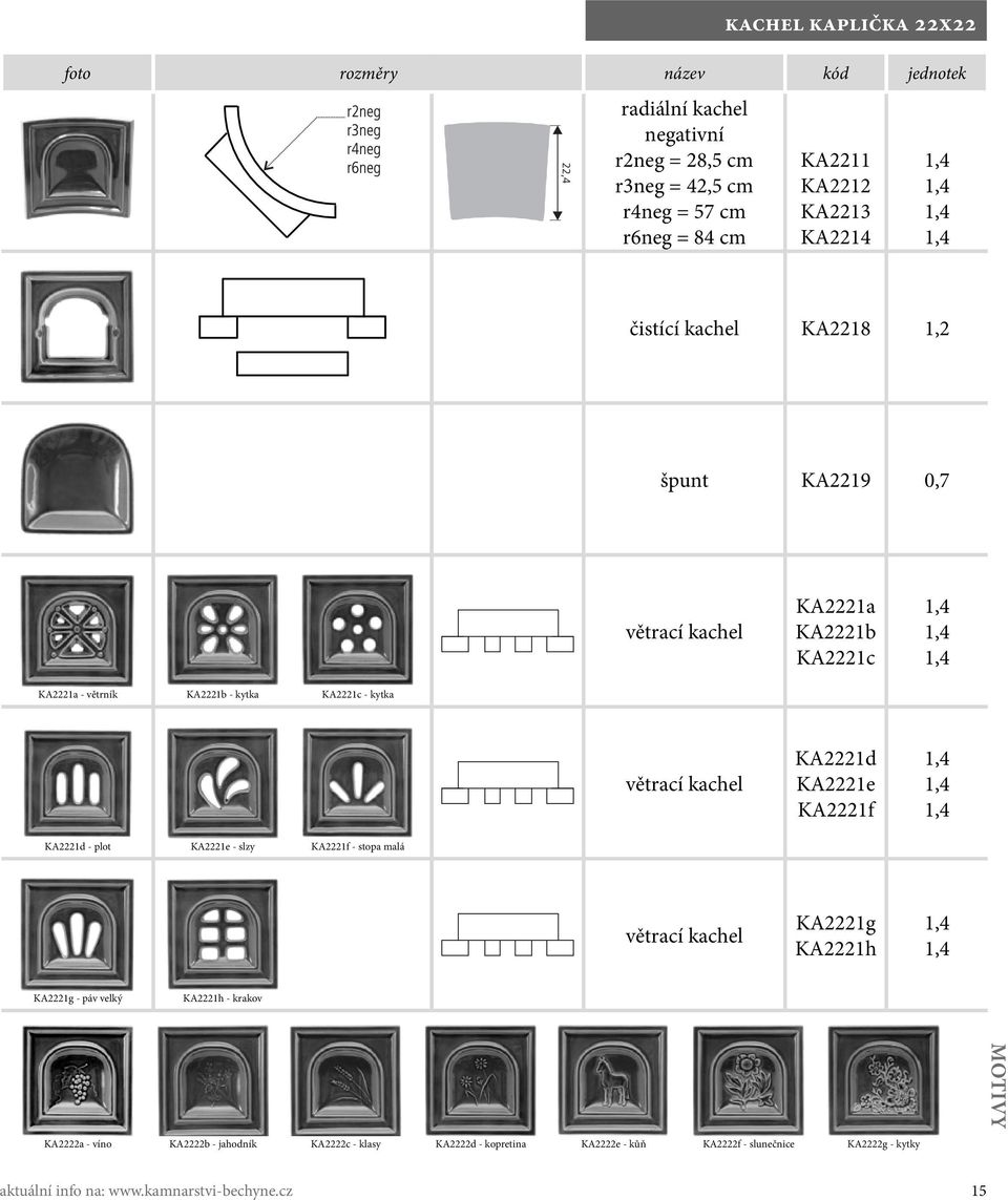 KA2221e KA2221f KA2221d - plot KA2221e - slzy KA2221f - stopa malá větrací kachel KA2221g KA2221h KA2221g - páv velký KA2221h - krakov MOTIVY KA2222a