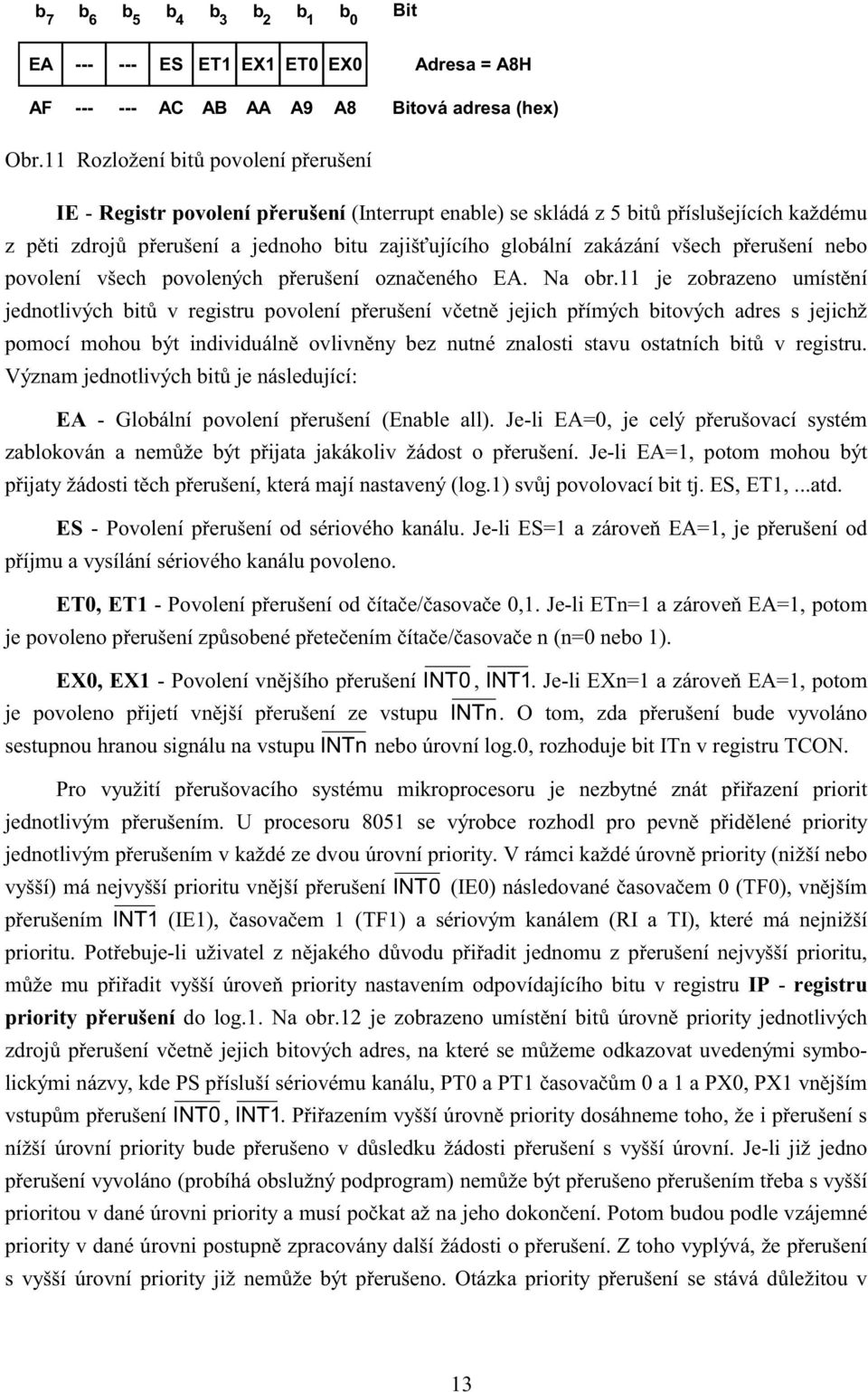 všech přerušení nebo povolení všech povolených přerušení označeného EA. Na obr.