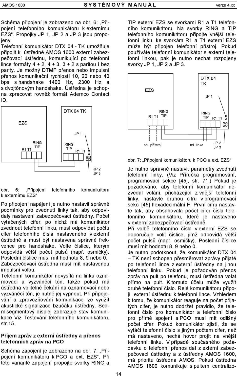 Je možný DTMF přenos nebo impulsní přenos komunikační rychlostí 10, 20 nebo 40 bps s handshake 1400 Hz, 2300 Hz a s dvojtó novým handshake.