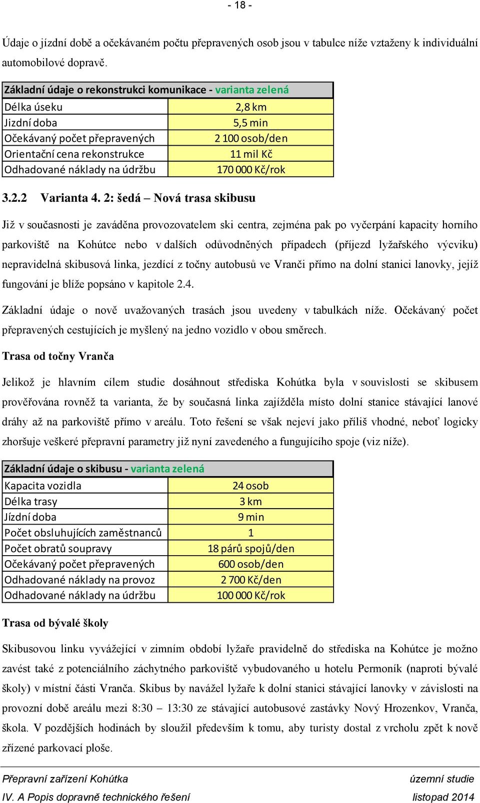 na údržbu 170 000 Kč/rok 3.2.2 Varianta 4.