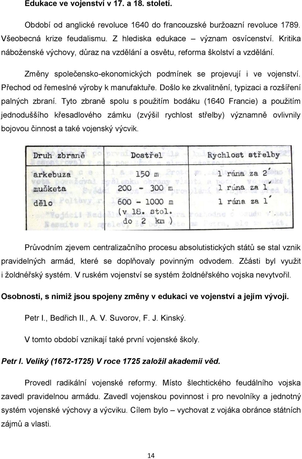 Došlo ke zkvalitnění, typizaci a rozšíření palných zbraní.