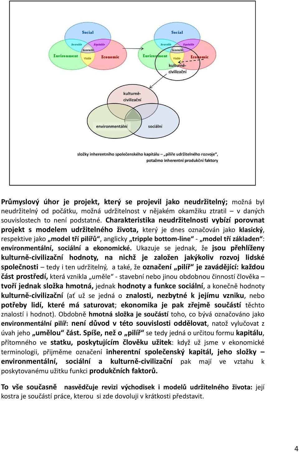 tří základen : environmentální, sociální a ekonomické.
