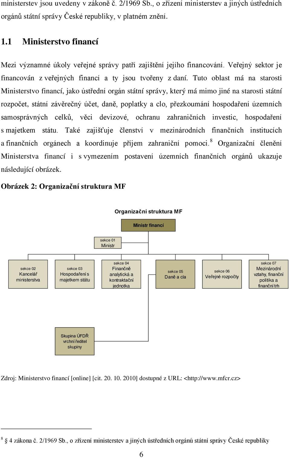 Tuto oblast má na starosti Ministerstvo financí, jako ústřední orgán státní správy, který má mimo jiné na starosti státní rozpočet, státní závěrečný účet, daně, poplatky a clo, přezkoumání