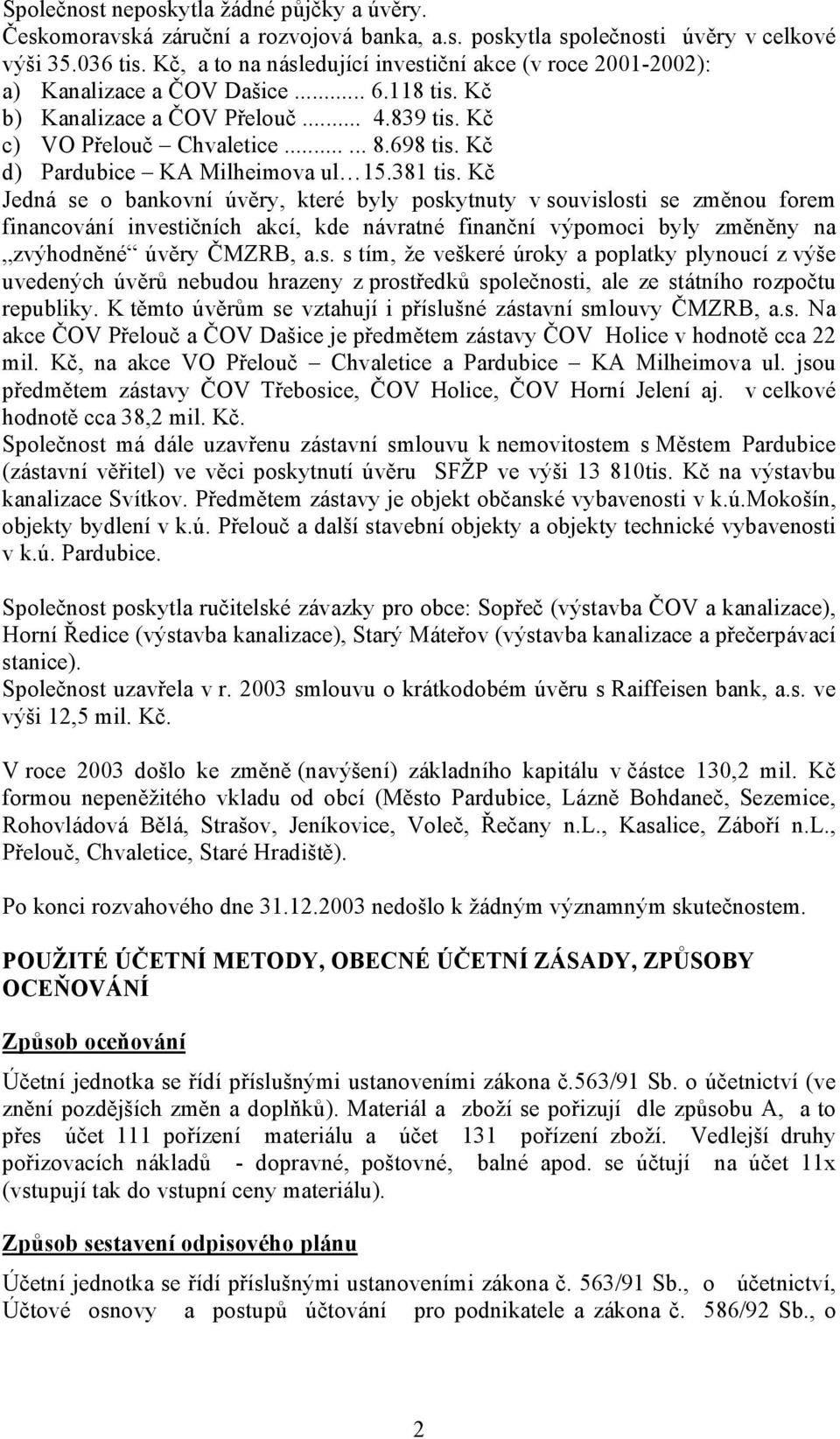 Kč d) Pardubice KA Milheimova ul 15.381 tis.
