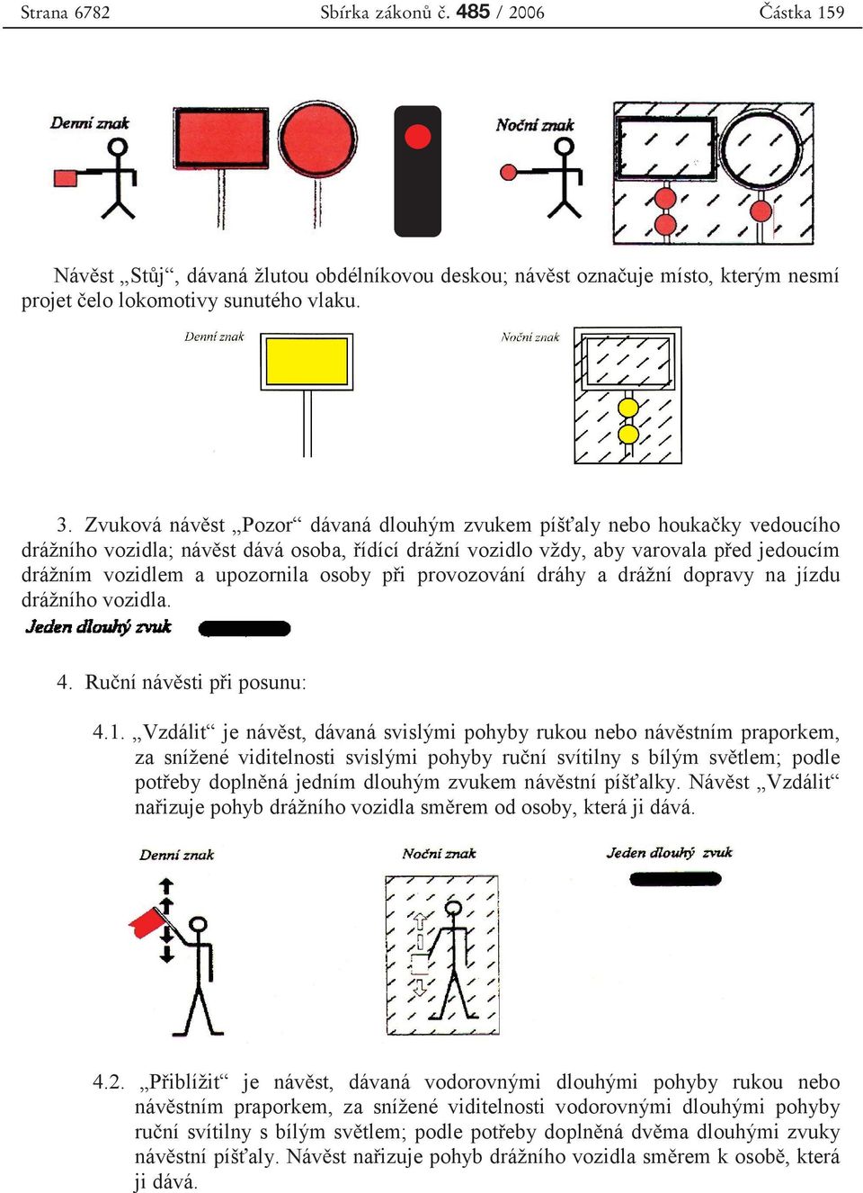 osoby p i provozování dráhy a drážní dopravy na jízdu drážního vozidla. 4. Ru ní náv sti p i posunu: 4.1.