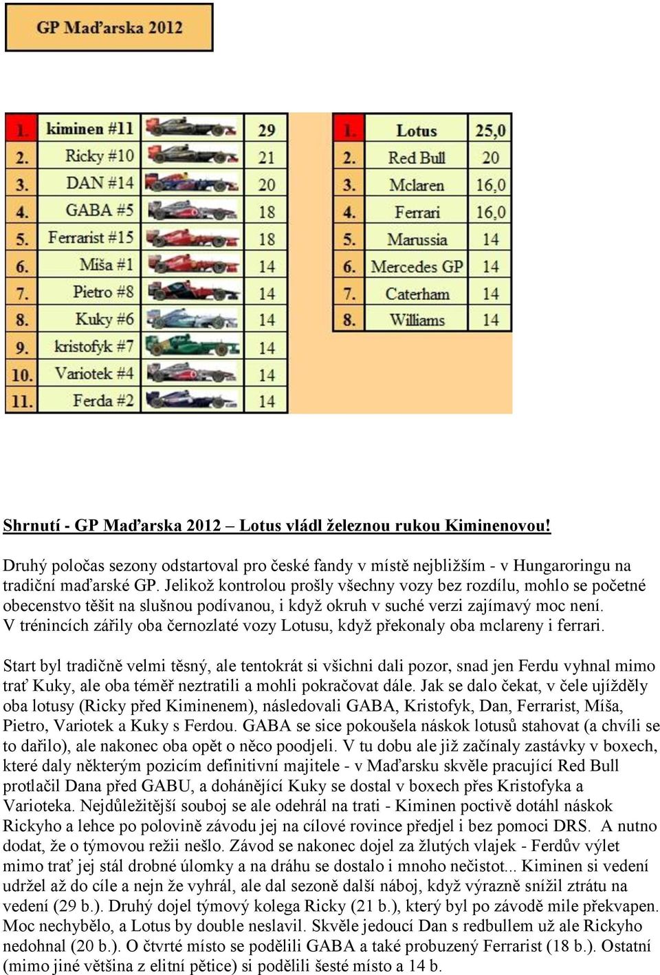 V trénincích zářily oba černozlaté vozy Lotusu, když překonaly oba mclareny i ferrari.