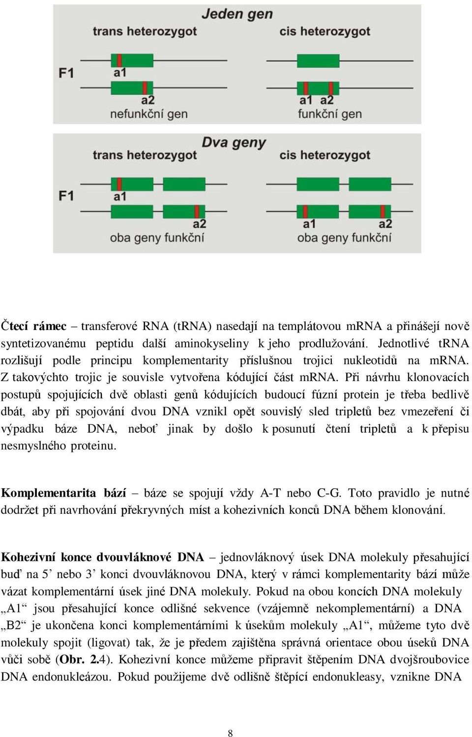 Při návrhu klonovacích postupů spojujících dvě oblasti genů kódujících budoucí fúzní protein je třeba bedlivě dbát, aby při spojování dvou DNA vznikl opět souvislý sled tripletů bez vmezeření či