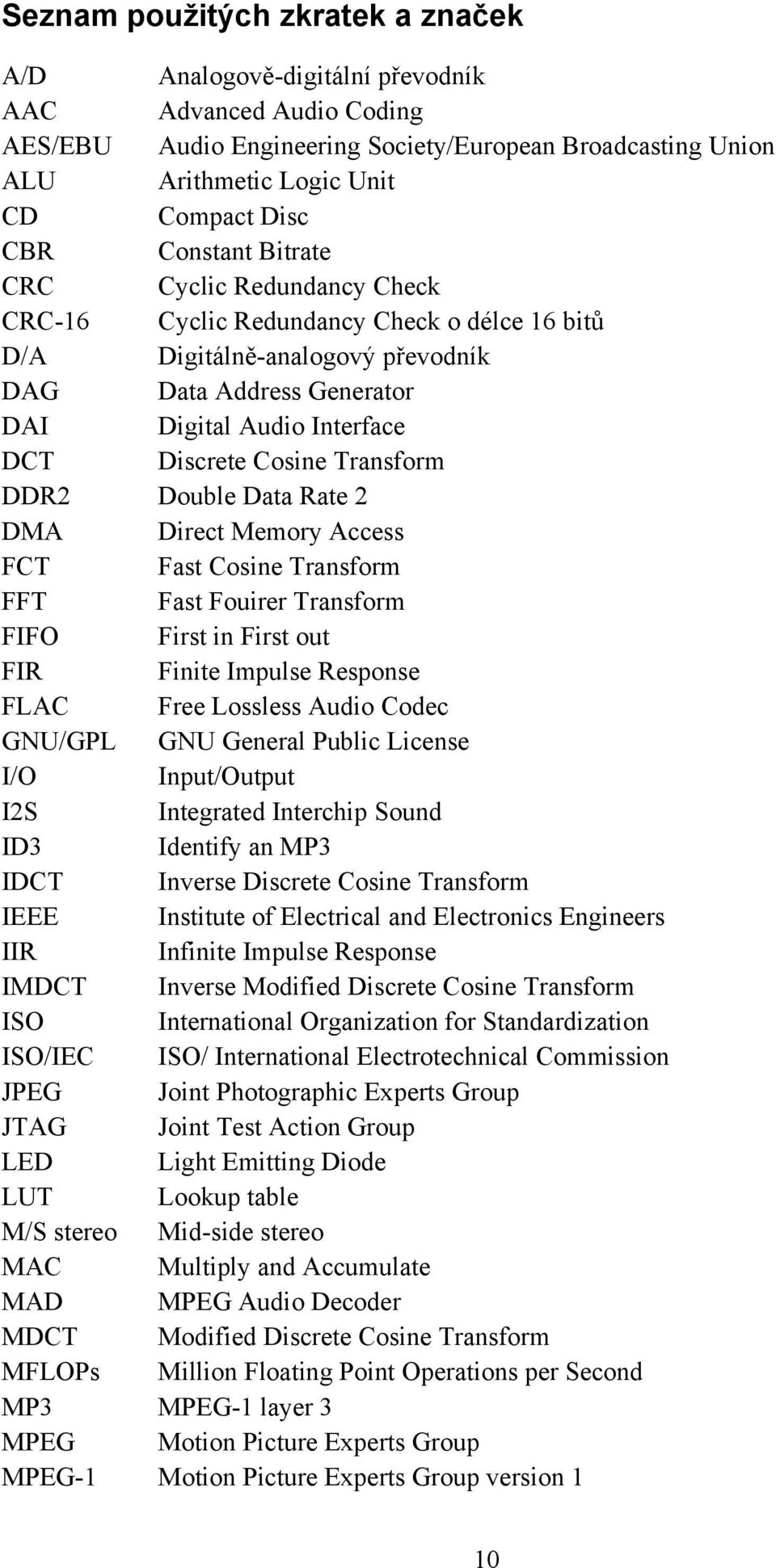 Cosine Transform DDR2 Double Data Rate 2 DMA Direct Memory Access FCT Fast Cosine Transform FFT Fast Fouirer Transform FIFO First in First out FIR Finite Impulse Response FLAC Free Lossless Audio