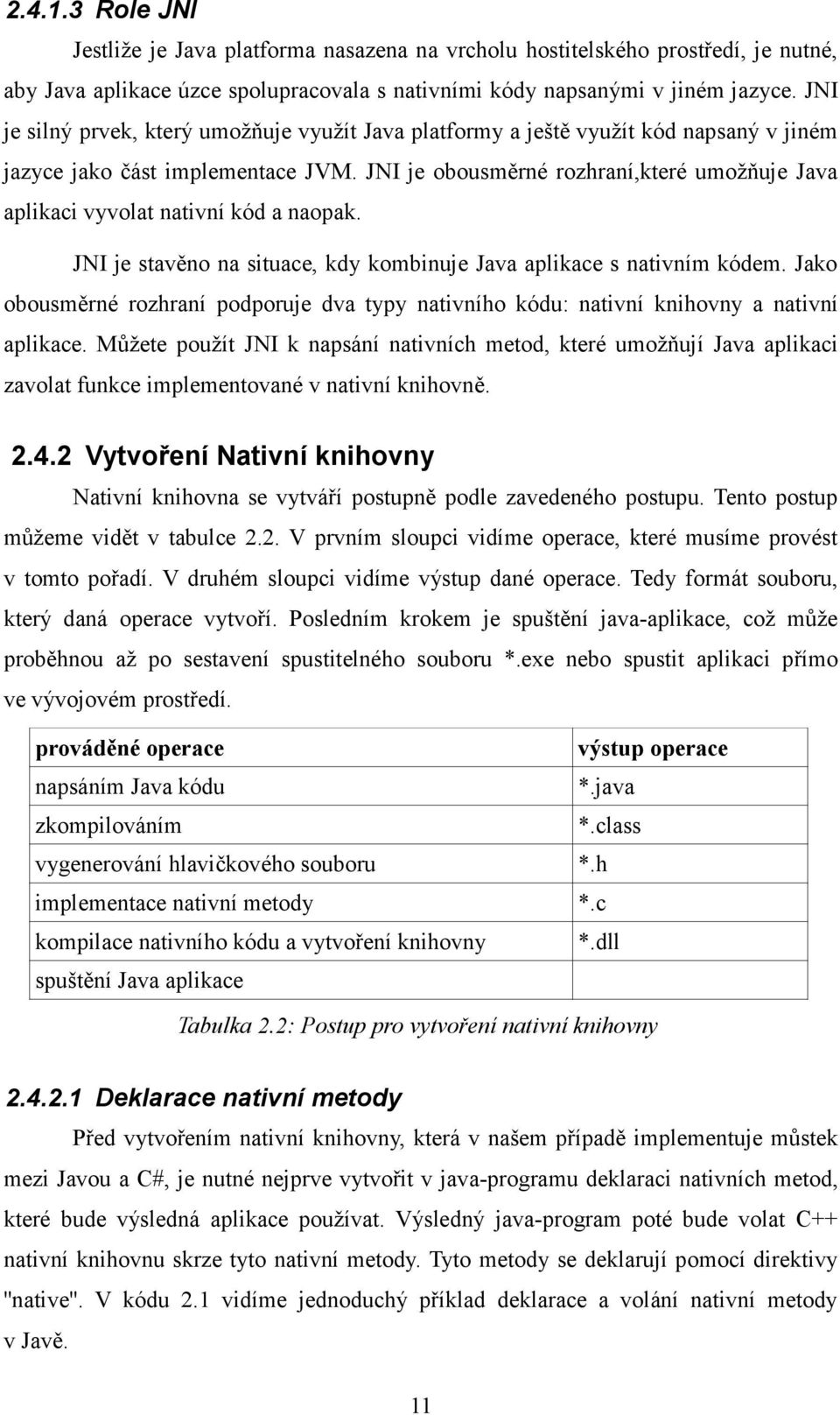 JNI je obousměrné rozhraní,které umožňuje Java aplikaci vyvolat nativní kód a naopak. JNI je stavěno na situace, kdy kombinuje Java aplikace s nativním kódem.