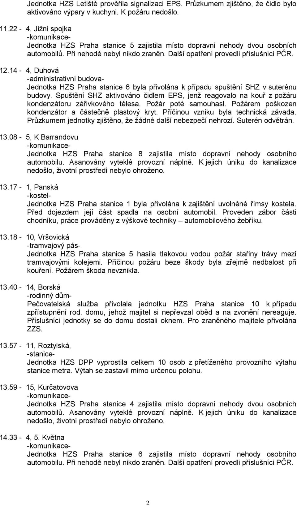 14-4, Duhová -administrativní budova- Jednotka HZS Praha stanice 6 byla přivolána k případu spuštění SHZ v suterénu budovy.