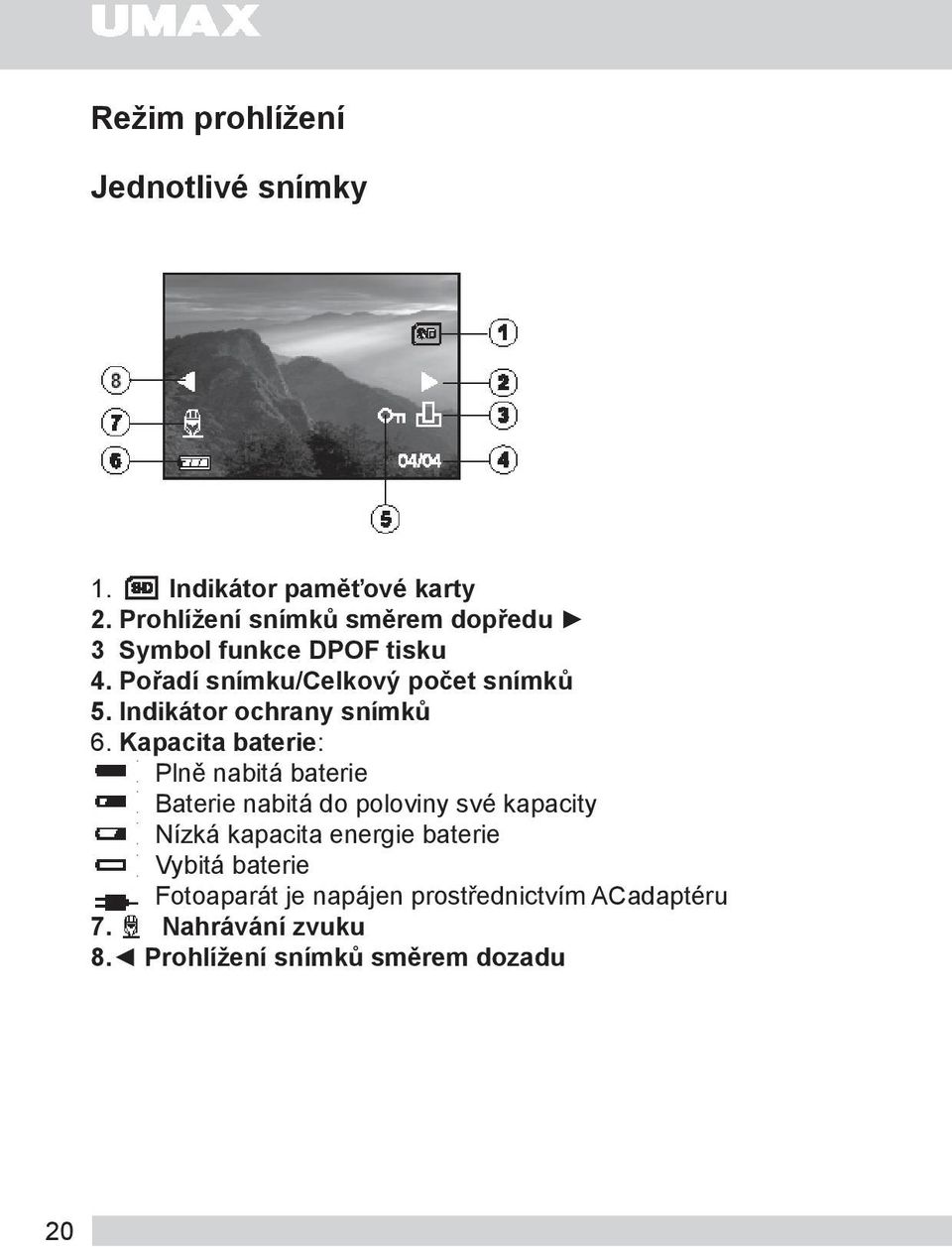 Indikátor ochrany snímků 6.