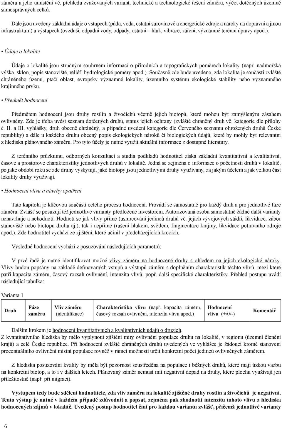 vibrace, záření, významné terénní úpravy apod.). Údaje o lokalitě Údaje o lokalitě jsou stručným souhrnem informací o přírodních a topografických poměrech lokality (např.