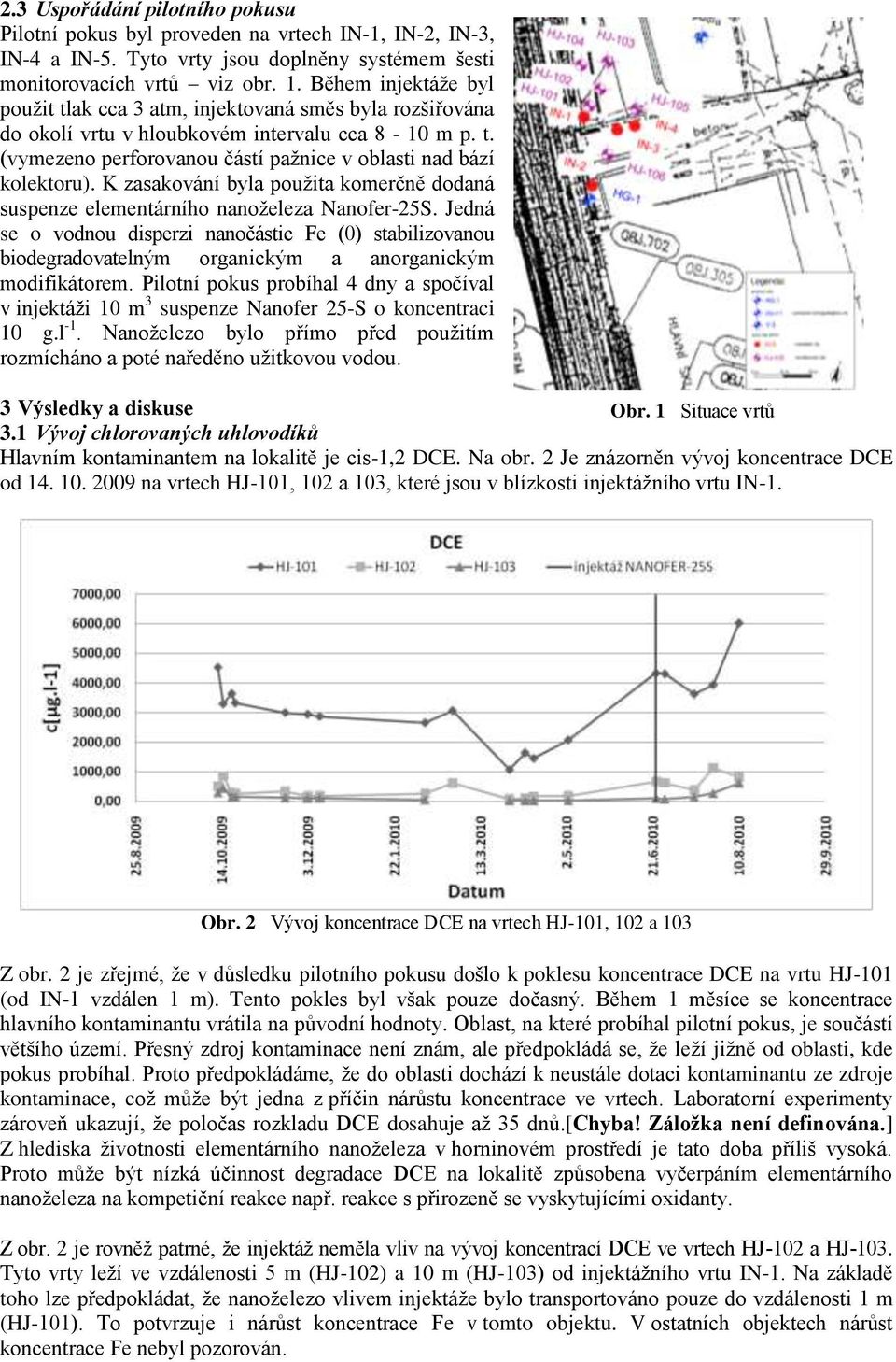 K zasakování byla použita komerčně dodaná suspenze elementárního nanoželeza Nanofer-25S.