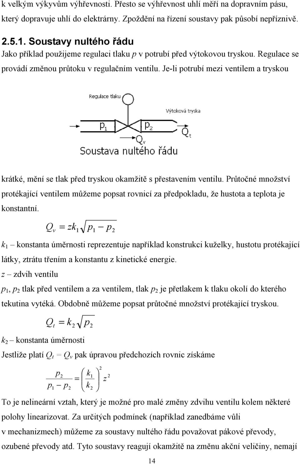 Je-li potrubí mezi ventilem a tryskou krátké, mění se tlak před tryskou okamžitě s přestavením ventilu.