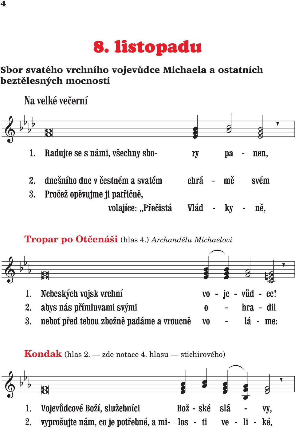 veèerní Tropar po Otèenáši (hlas 4.