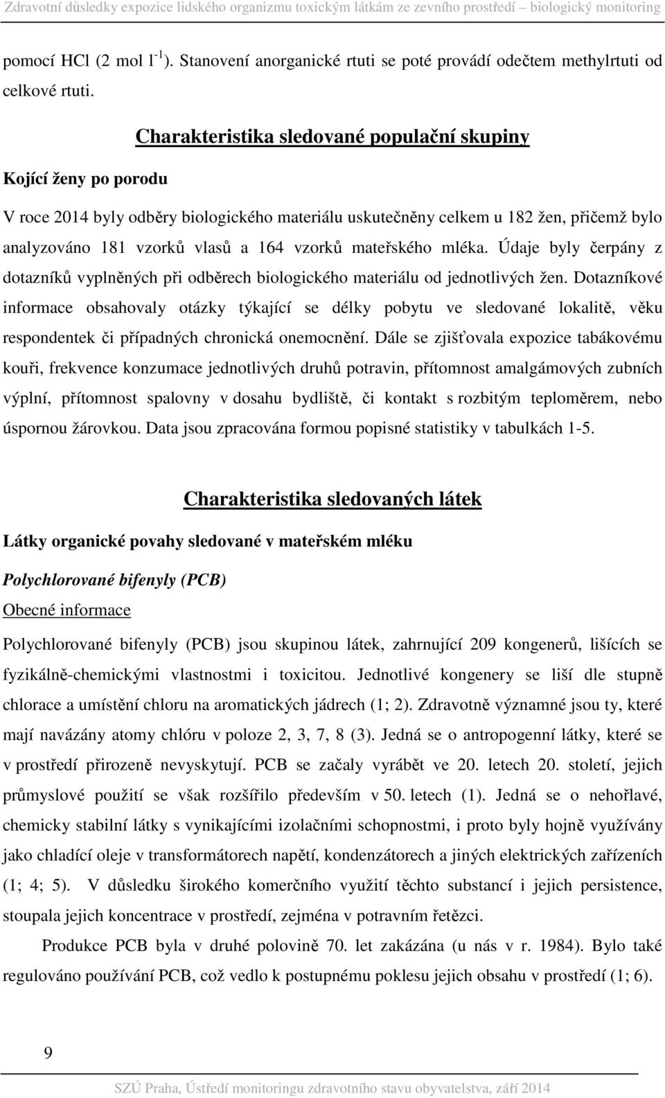 mateřského mléka. Údaje byly čerpány z dotazníků vyplněných při odběrech biologického materiálu od jednotlivých žen.