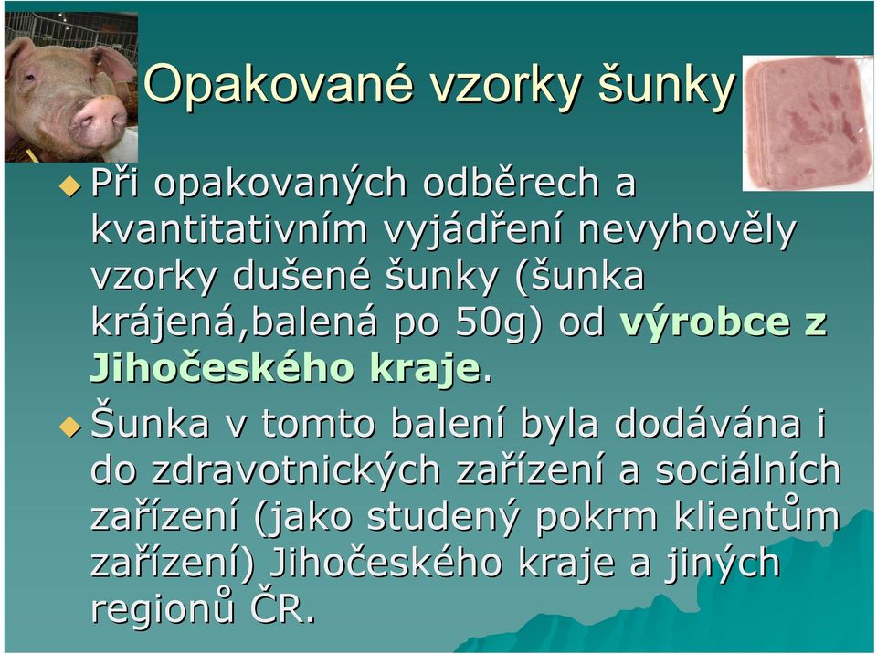 Šunka v tomto balení byla dodávána i do zdravotnických zařízen zení a sociáln lních zařízen