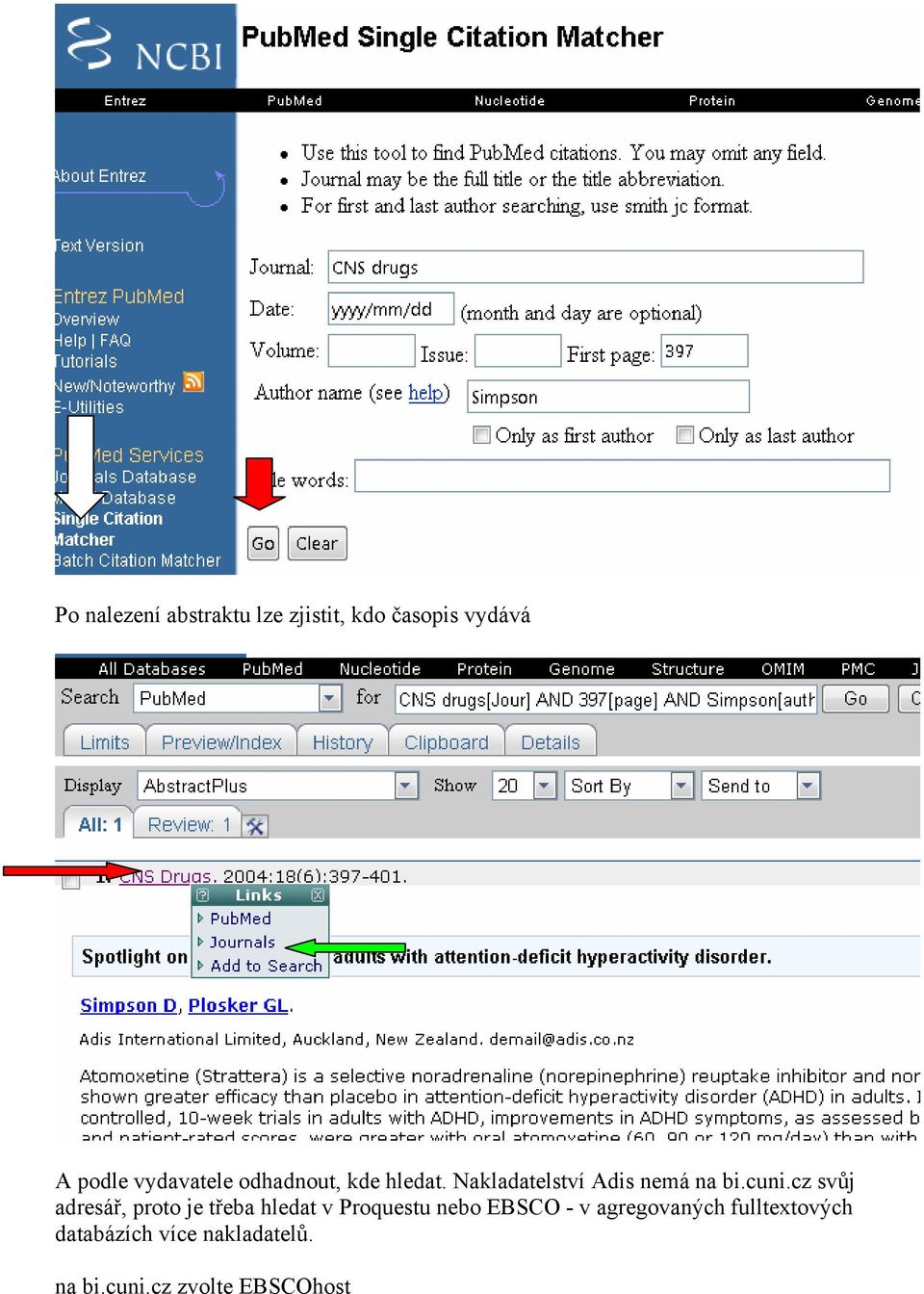 cz svůj adresář, proto je třeba hledat v Proquestu nebo EBSCO - v