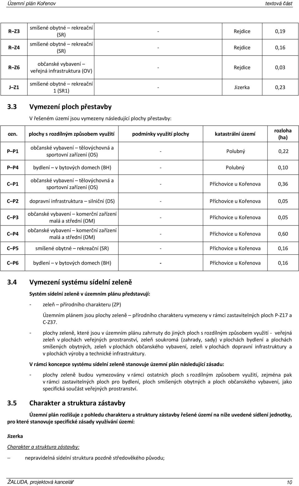 plochy s rozdílným způsobem využití podmínky využití plochy katastrální území P P1 občanské vybavení tělovýchovná a sportovní zařízení (OS) rozloha (ha) - Polubný 0,22 P P4 bydlení v bytových domech