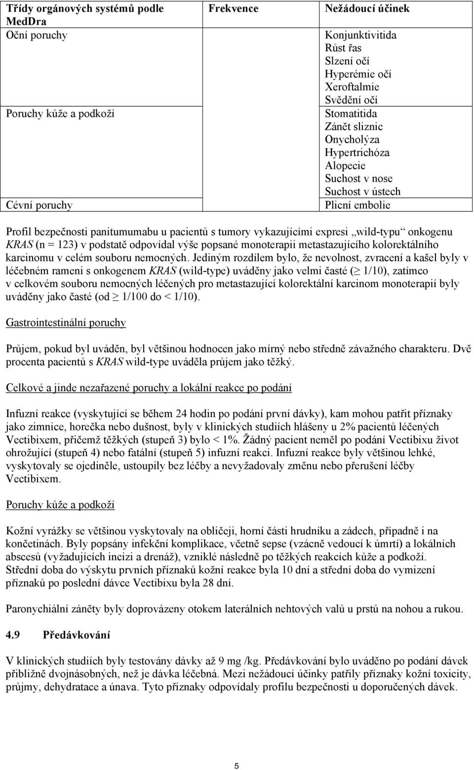 KRAS (n = 123) v podstatě odpovídal výše popsané monoterapii metastazujícího kolorektálního karcinomu v celém souboru nemocných.