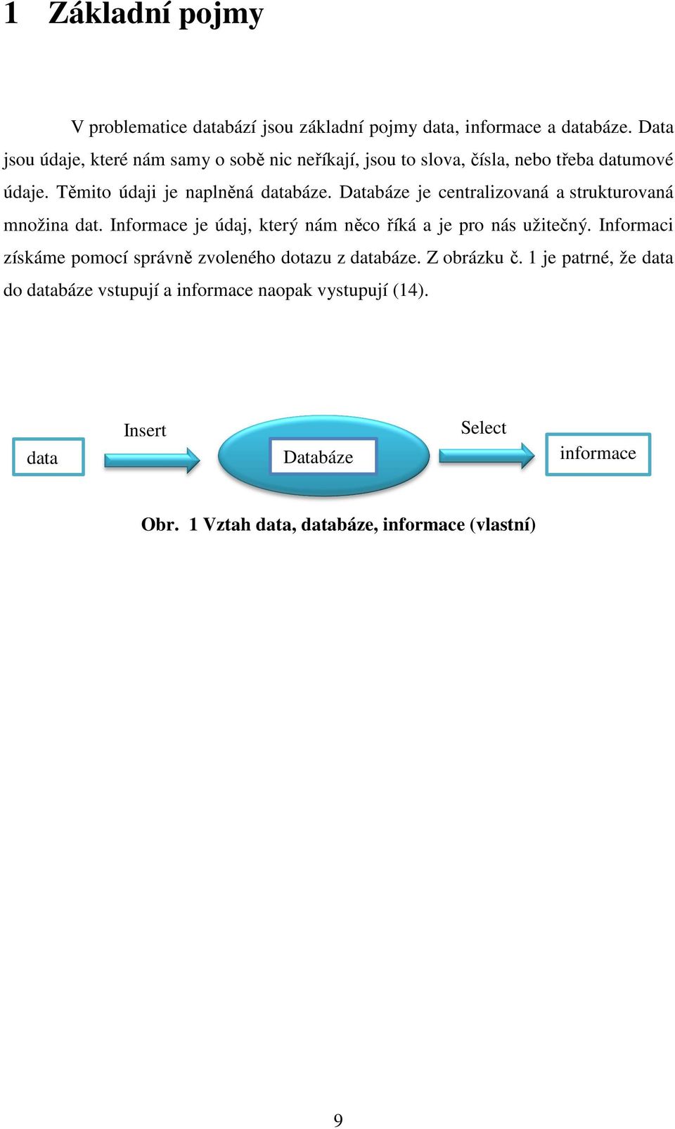 Databáze je centralizovaná a strukturovaná množina dat. Informace je údaj, který nám něco říká a je pro nás užitečný.