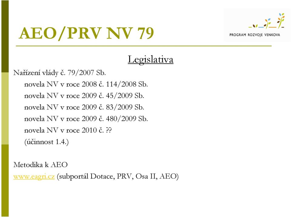 novela NV v roce 2009 č. 480/2009 Sb. novela NV v roce 2010 č.?? (účinnost 1.