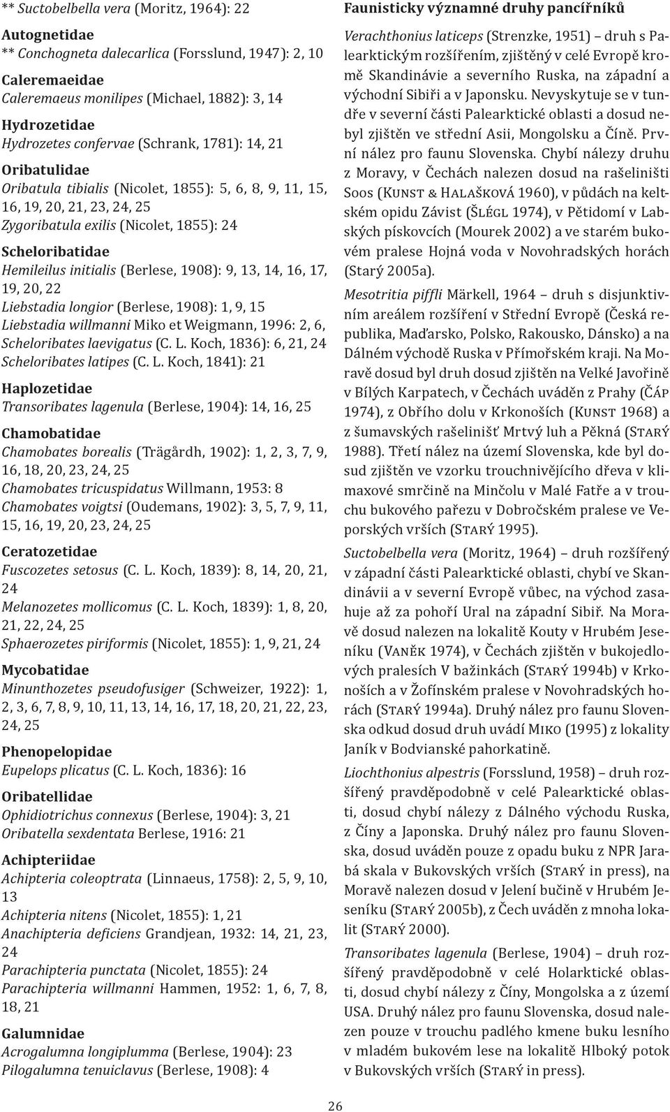 (Berlese, 1908): 9, 13, 14, 16, 17, 19, 20, 22 Liebstadia longior (Berlese, 1908): 1, 9, 15 Liebstadia willmanni Miko et Weigmann, 1996: 2, 6, Scheloribates laevigatus (C. L. Koch, 1836): 6, 21, 24 Scheloribates latipes (C.