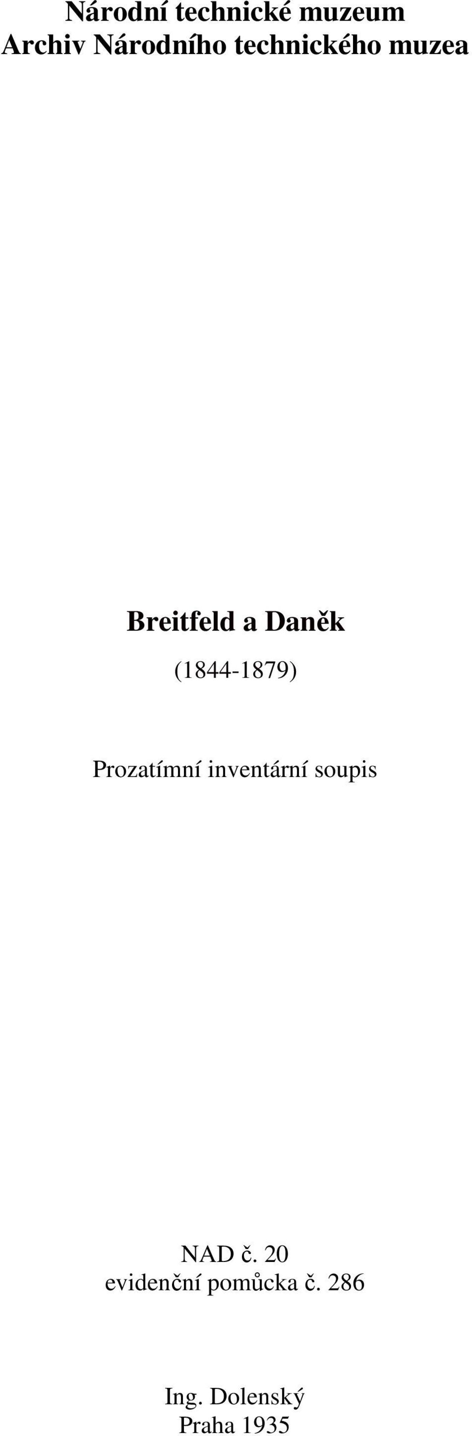 (1844-1879) Prozatímní inventární soupis NAD