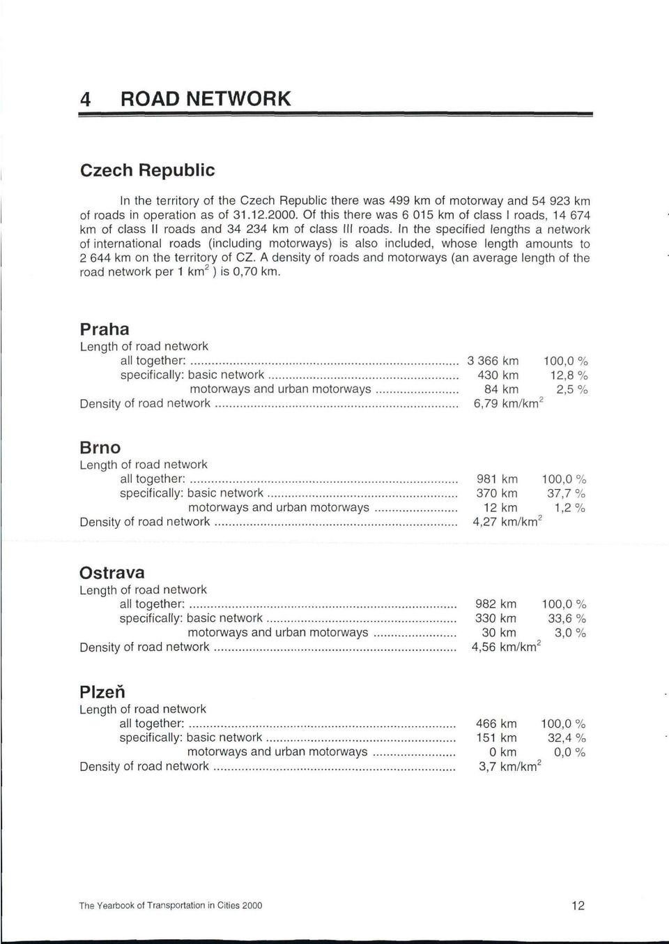 In the specified lengths a network of international roads (including motorways) is also included, whose length amounts to 2 644 km on the territory of CZ.