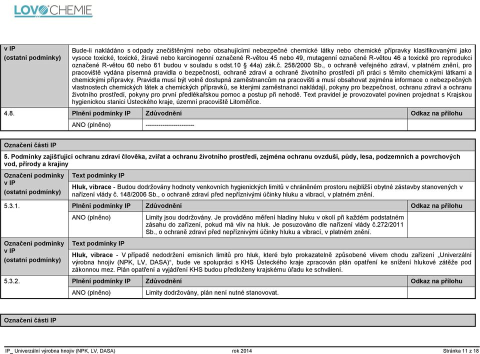 , o ochraně veřejného zdraví, v platném znění, pro pracoviště vydána písemná pravidla o bezpečnosti, ochraně zdraví a ochraně životního prostředí při práci s těmito chemickými látkami a chemickými