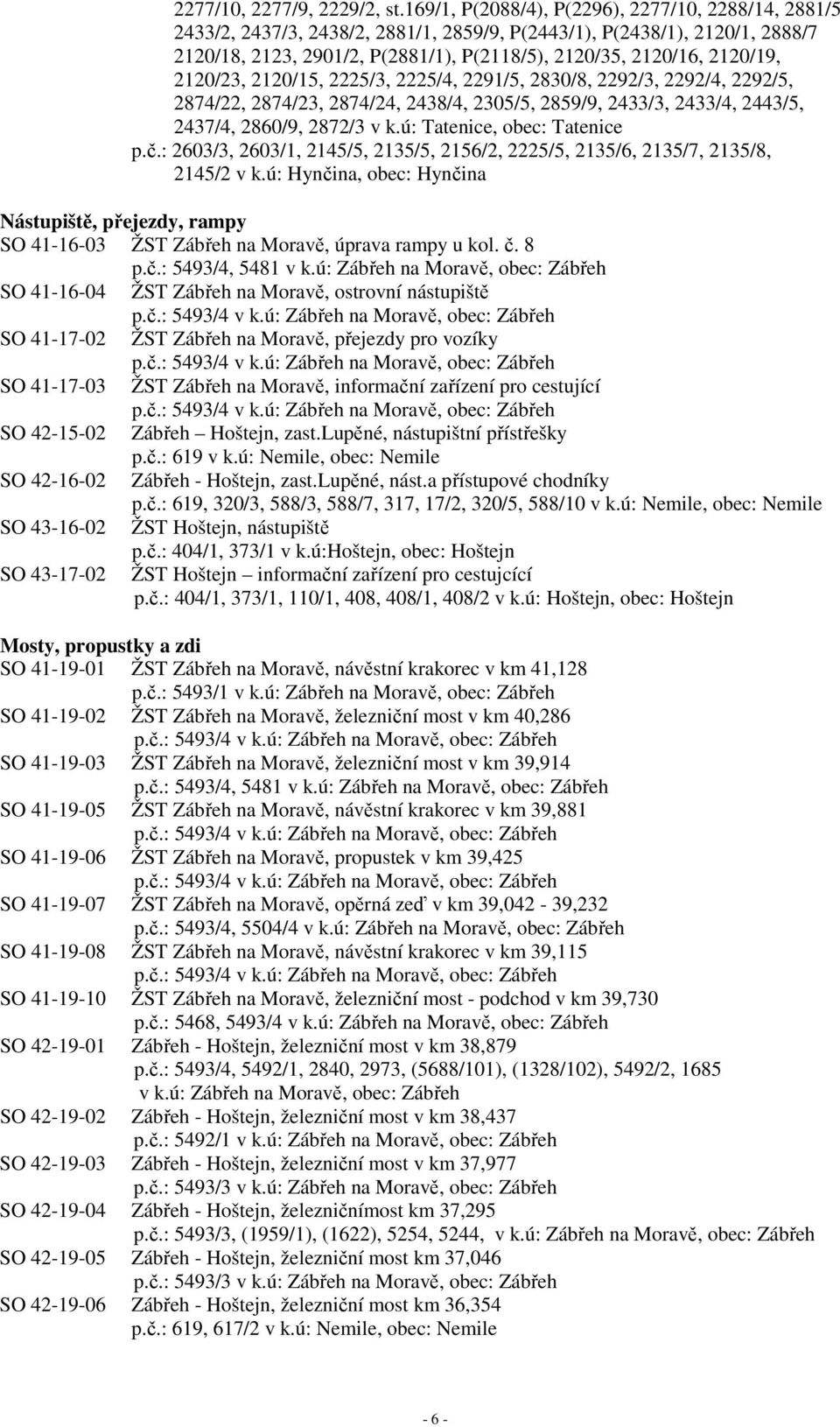 2120/19, 2120/23, 2120/15, 2225/3, 2225/4, 2291/5, 2830/8, 2292/3, 2292/4, 2292/5, 2874/22, 2874/23, 2874/24, 2438/4, 2305/5, 2859/9, 2433/3, 2433/4, 2443/5, 2437/4, 2860/9, 2872/3 v k.