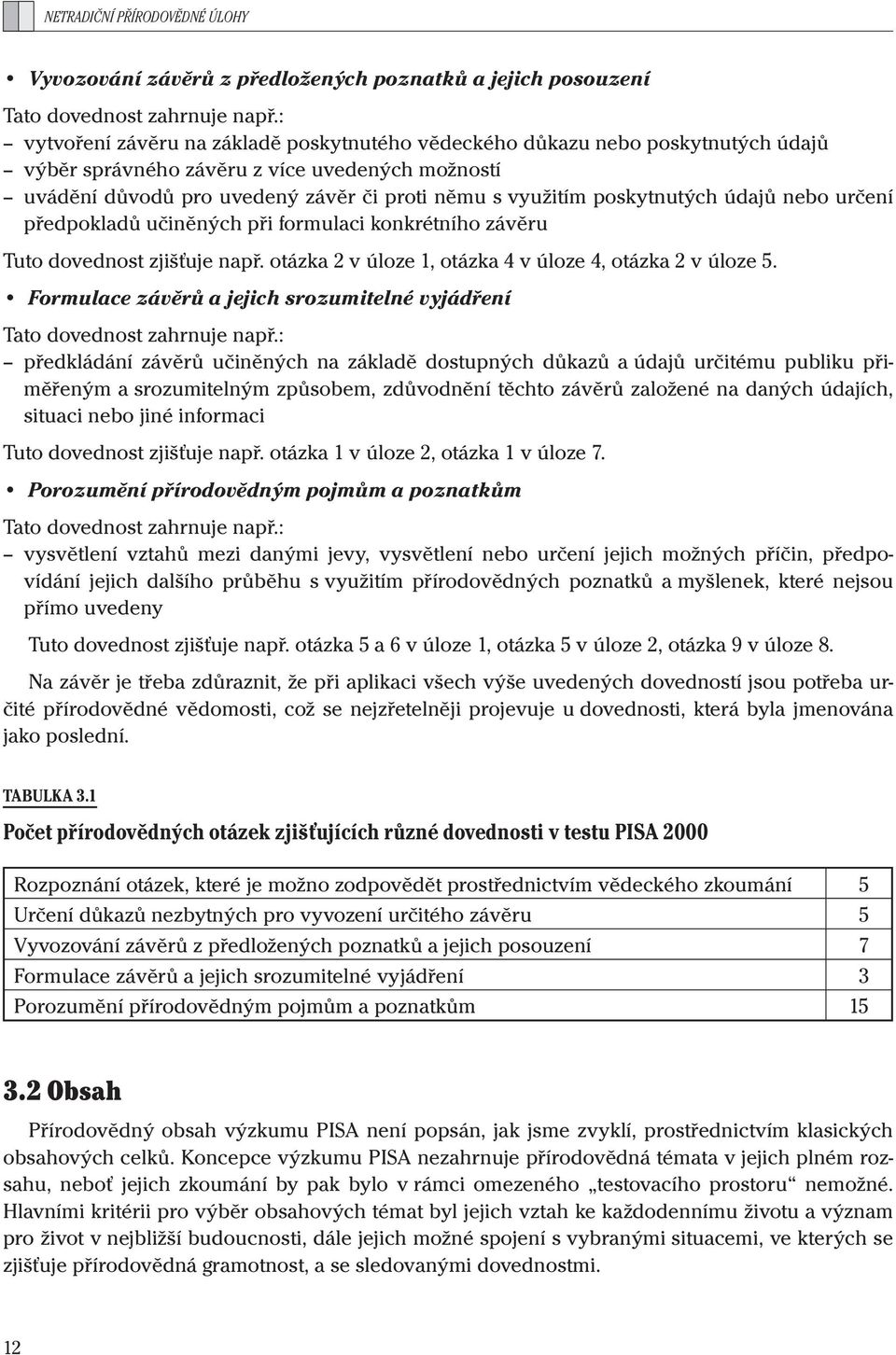 poskytnutých údajů nebo určení předpokladů učiněných při formulaci konkrétního závěru Tuto dovednost zjišťuje např. otázka 2 v úloze 1, otázka 4 v úloze 4, otázka 2 v úloze 5.