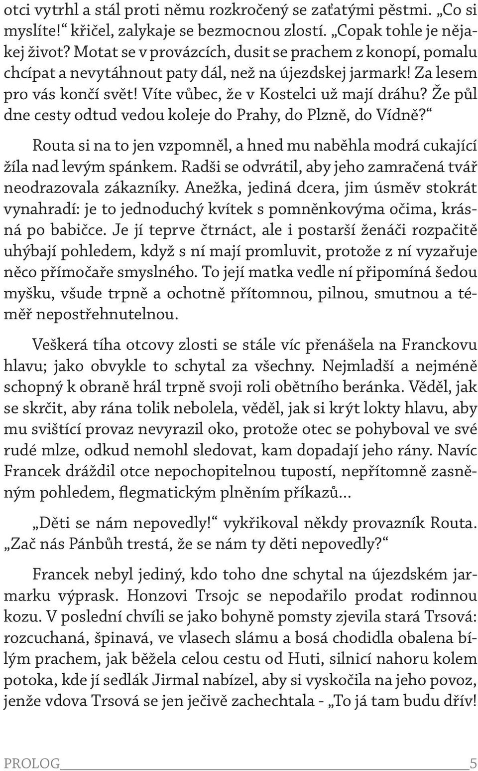 Že půl dne cesty odtud vedou koleje do Prahy, do Plzně, do Vídně? Routa si na to jen vzpomněl, a hned mu naběhla modrá cukající žíla nad levým spánkem.