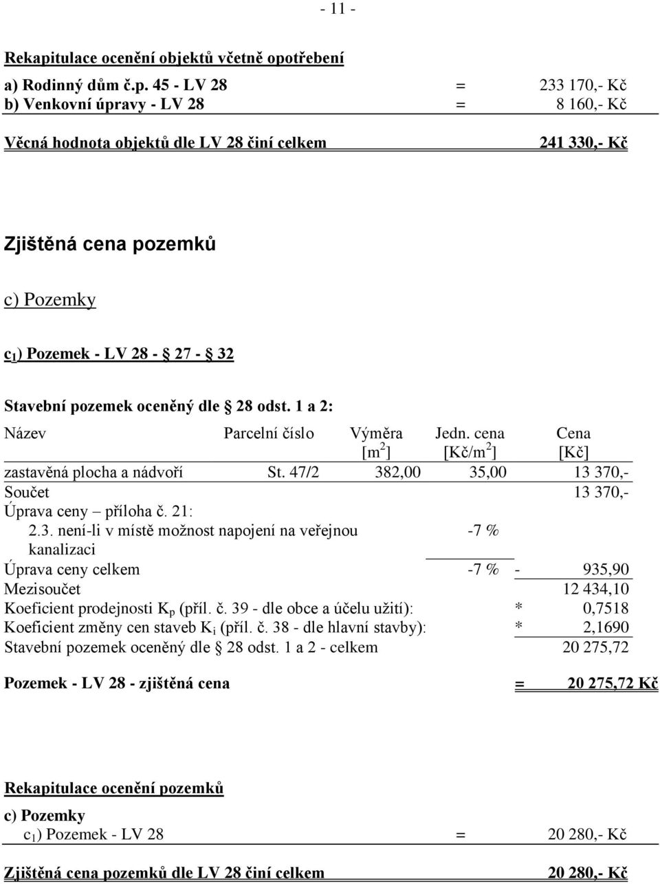 třebení a) Rodinný dům č.p.