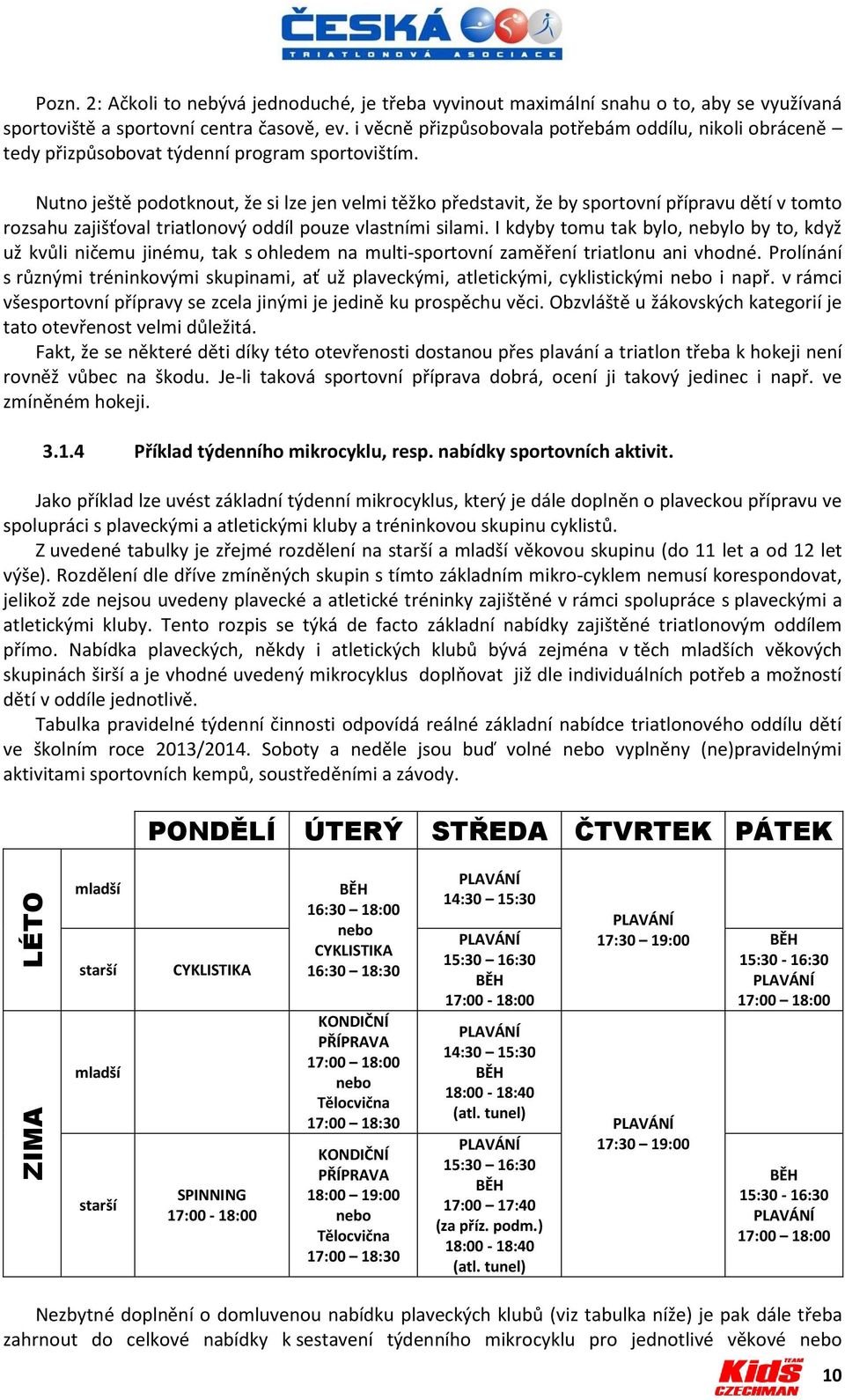 Nutno ještě podotknout, že si lze jen velmi těžko představit, že by sportovní přípravu dětí v tomto rozsahu zajišťoval triatlonový oddíl pouze vlastními silami.