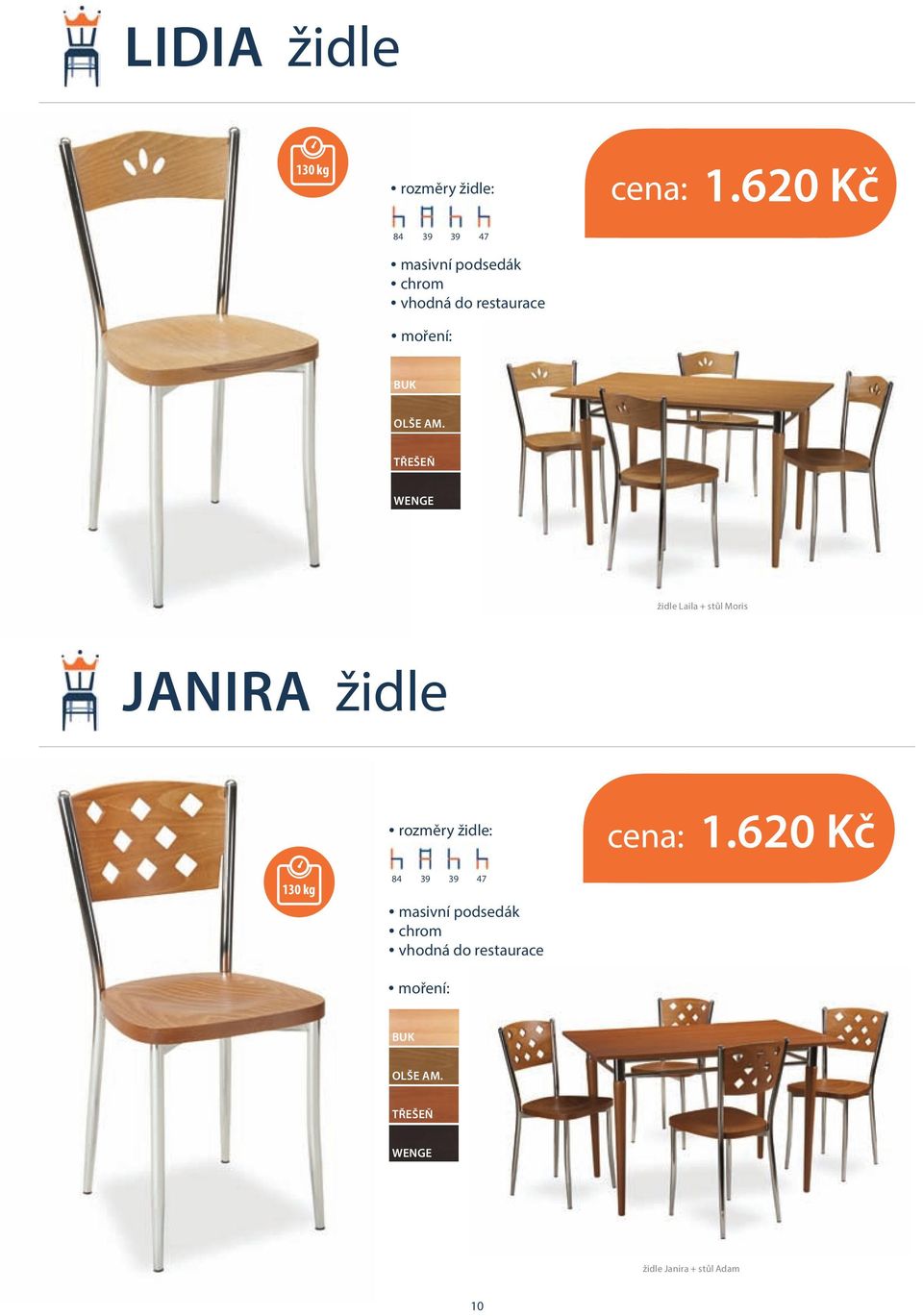 restaurace AM. židle Laila + stůl Moris JANIRA židle 1.