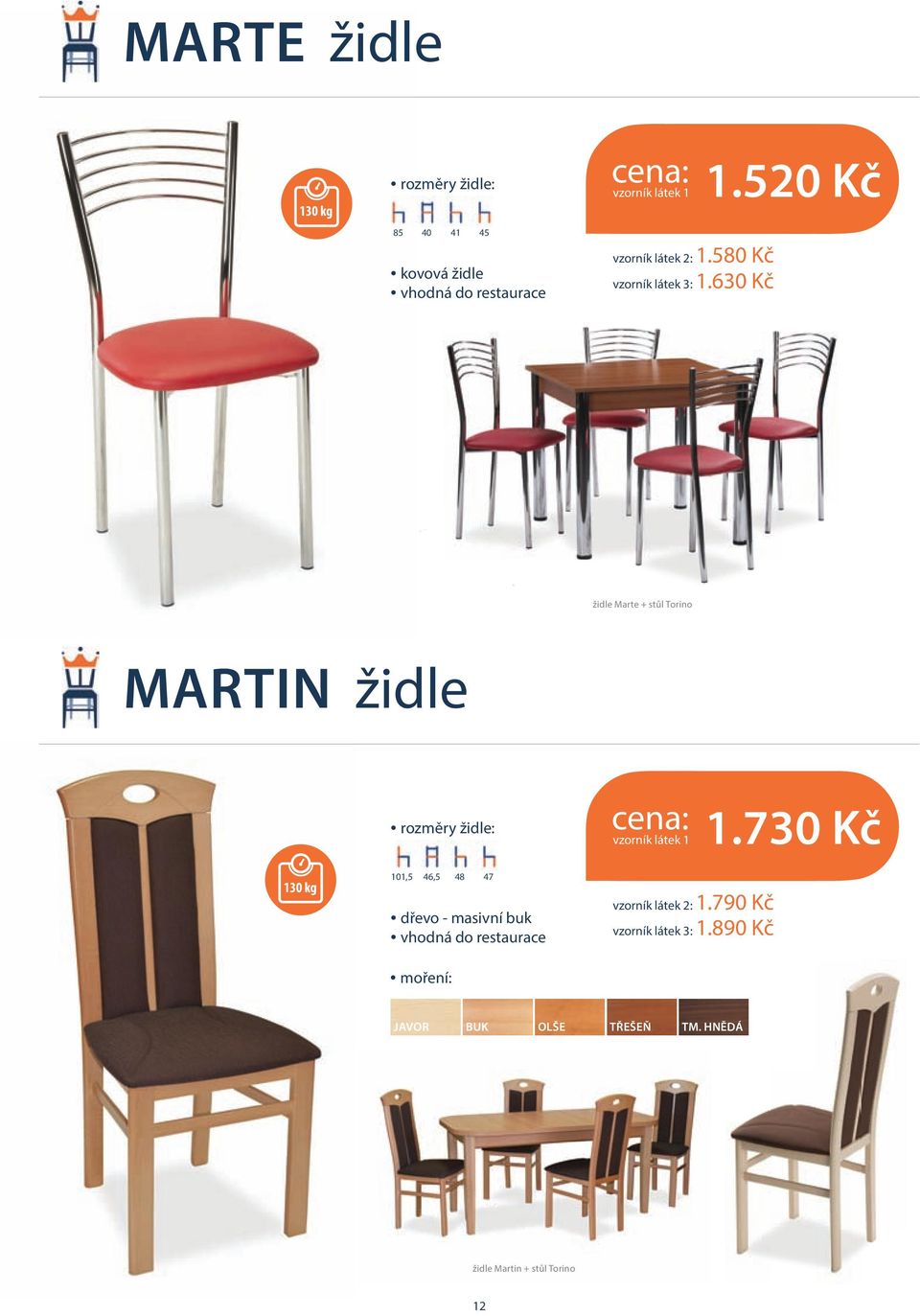 520 Kč židle Marte + stůl Torino MARTIN židle 1.