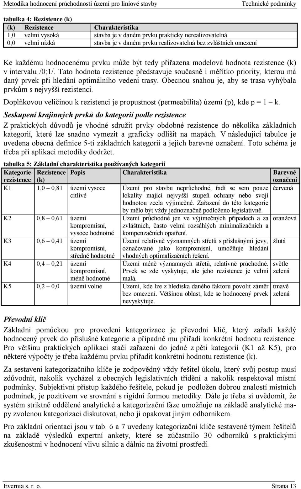 Tato hodnota rezistence představuje současně i měřítko priority, kterou má daný prvek při hledání optimálního vedení trasy. Obecnou snahou je, aby se trasa vyhýbala prvkům s nejvyšší rezistencí.