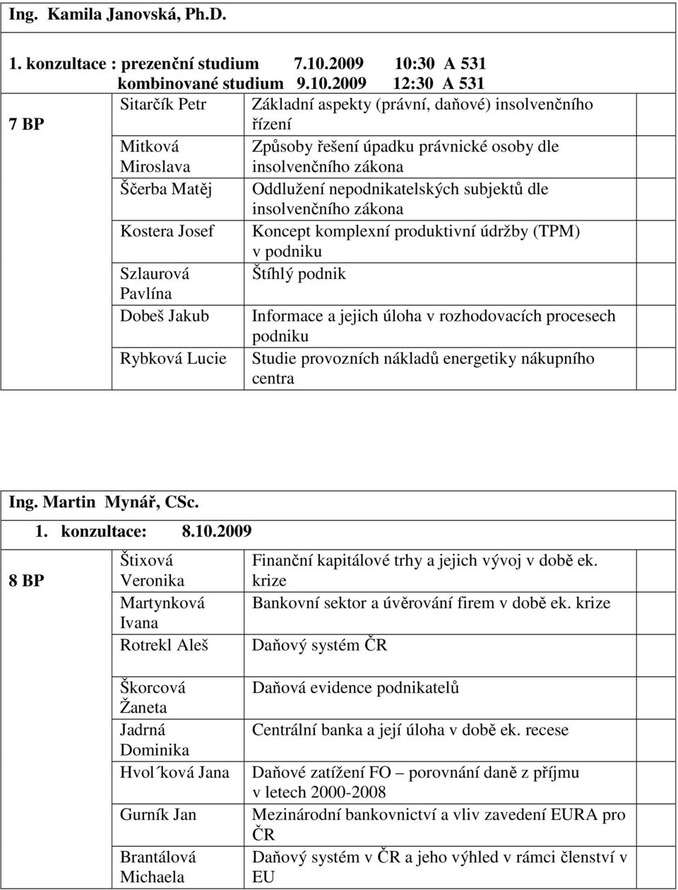 30 A 531 kombinované studium 9.10.