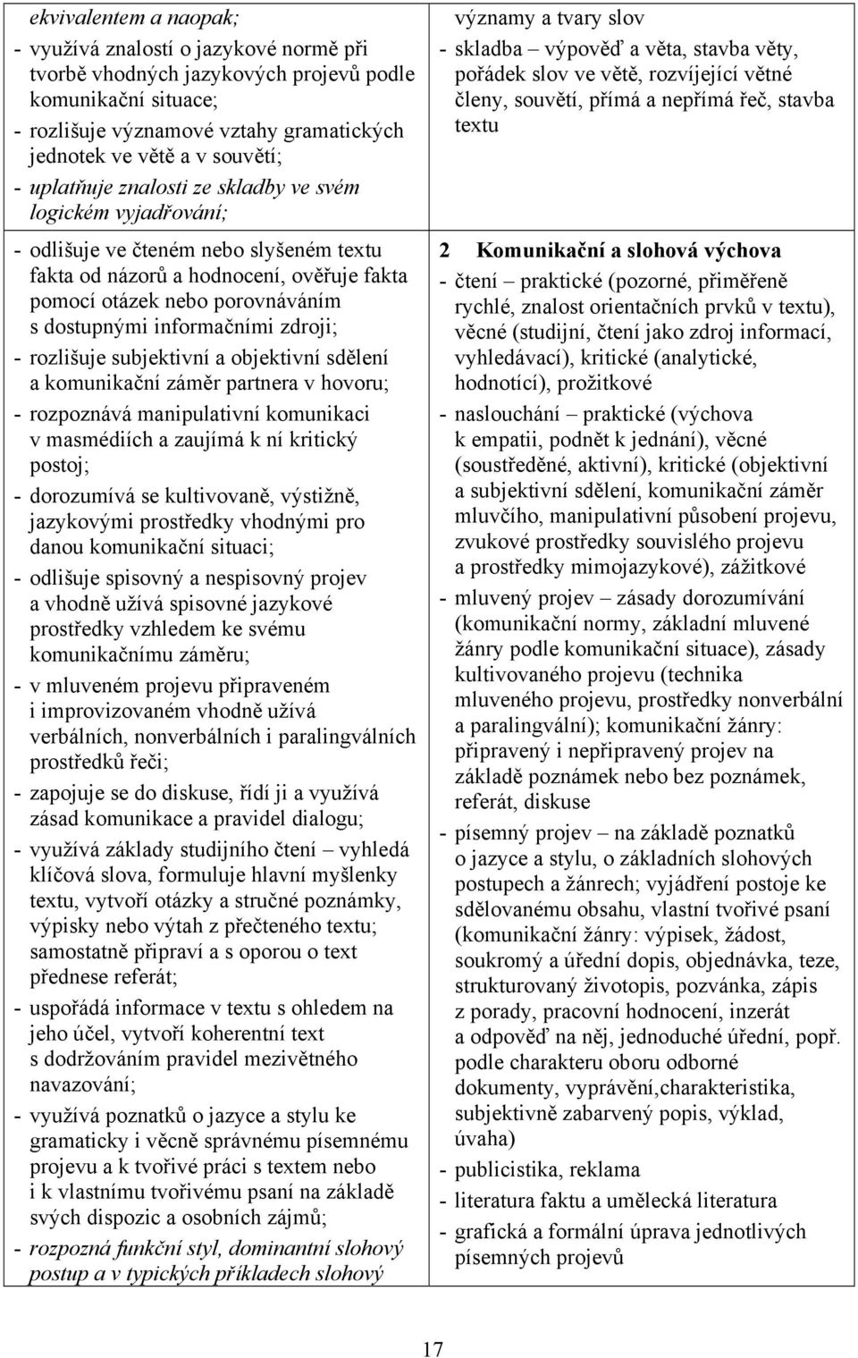 informačními zdroji; - rozlišuje subjektivní a objektivní sdělení a komunikační záměr partnera v hovoru; - rozpoznává manipulativní komunikaci v masmédiích a zaujímá k ní kritický postoj; -