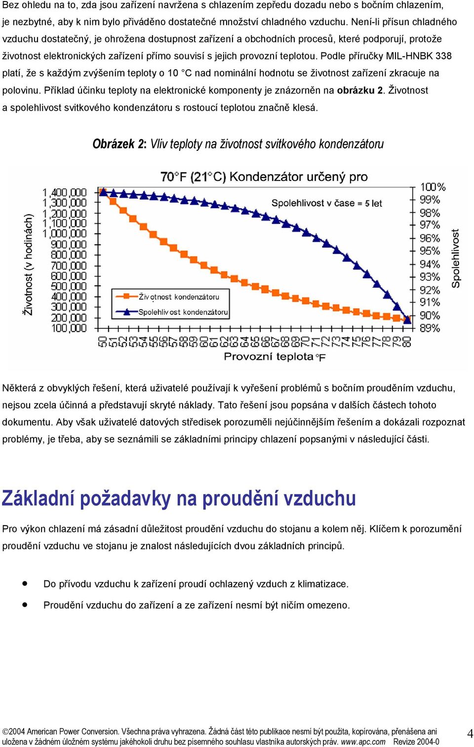 Podle příručky MIL-HNBK 338 platí, že s každým zvýšením teploty o 10 C nad nominální hodnotu se životnost zařízení zkracuje na polovinu.