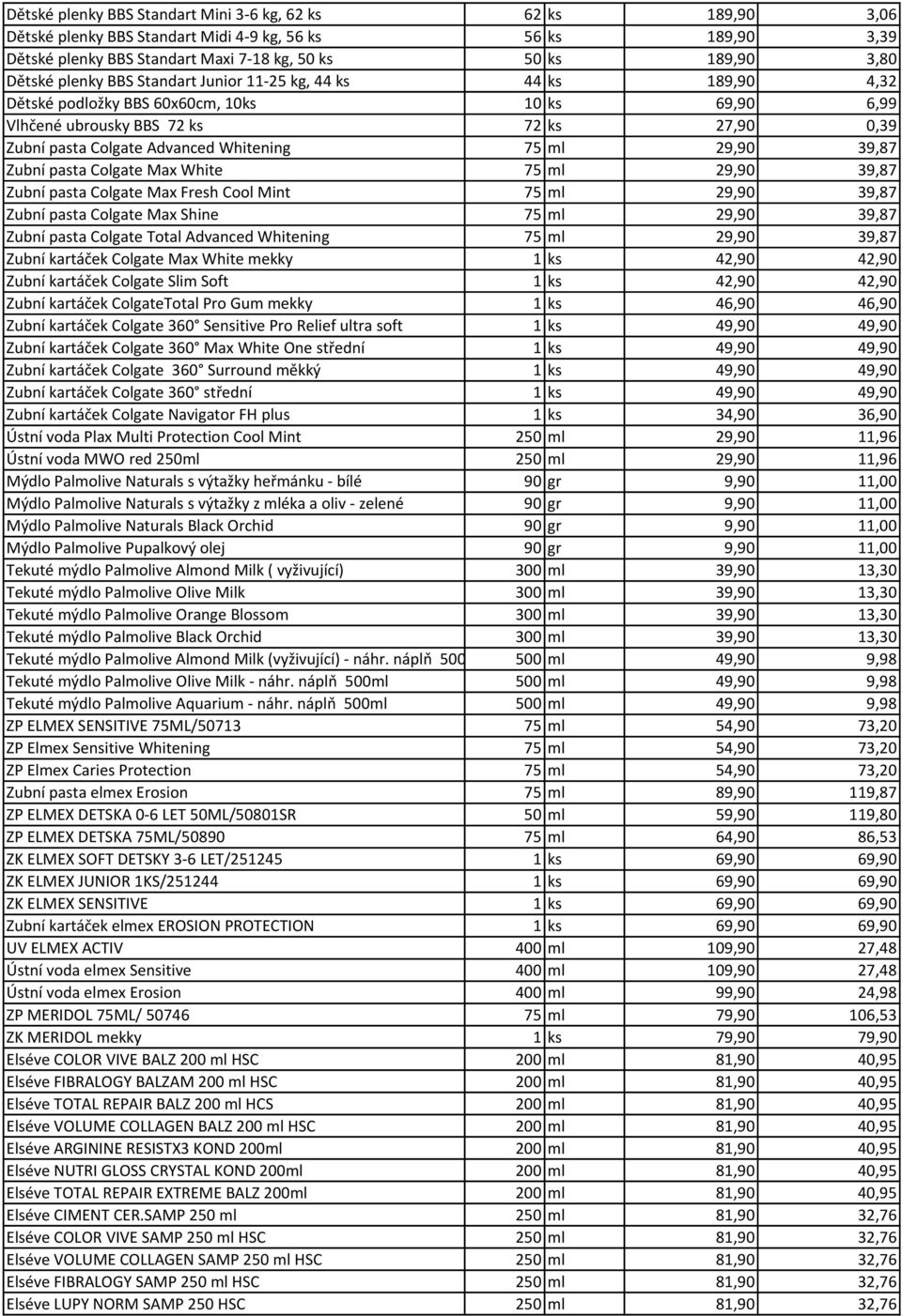 ml 29,90 39,87 Zubní pasta Colgate Max White 75 ml 29,90 39,87 Zubní pasta Colgate Max Fresh Cool Mint 75 ml 29,90 39,87 Zubní pasta Colgate Max Shine 75 ml 29,90 39,87 Zubní pasta Colgate Total