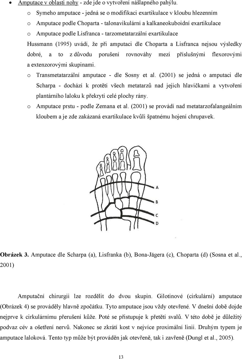 exartikulace Hussmann (1995) uvádí, že při amputaci dle Choparta a Lisfranca nejsou výsledky dobré, a to z důvodu porušení rovnováhy mezi příslušnými flexorovými a extenzorovými skupinami.